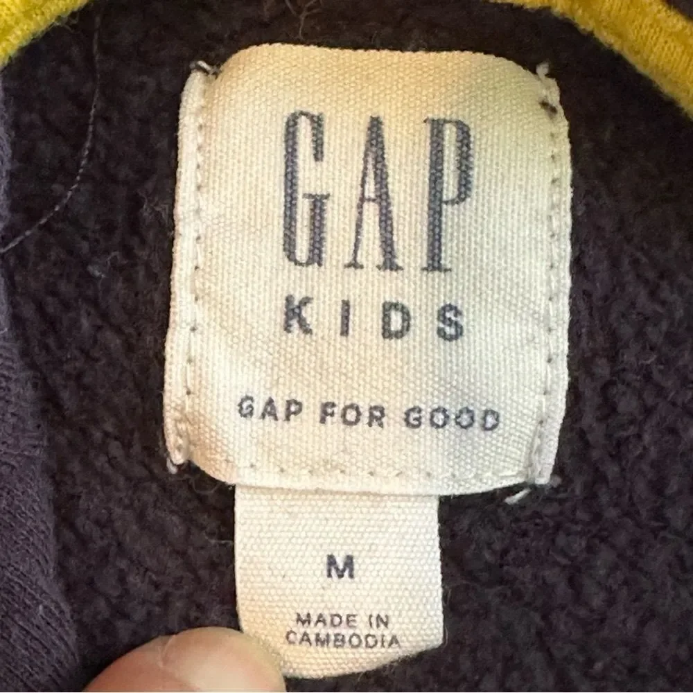 Gap Kids Unisex SZ M Classic Comfy Sweatshirt Hoodie Navy Blue Gold Lettering